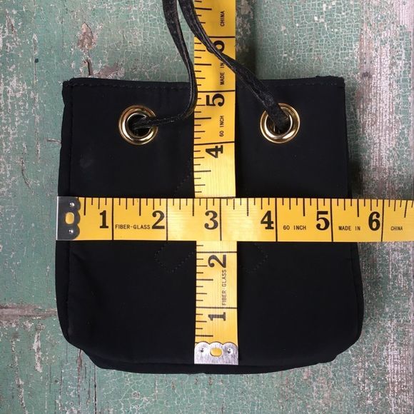 Lancel Paris black quilted mini bag pouch leather drawstring bag made in Italy​ - Picture 5 of 13